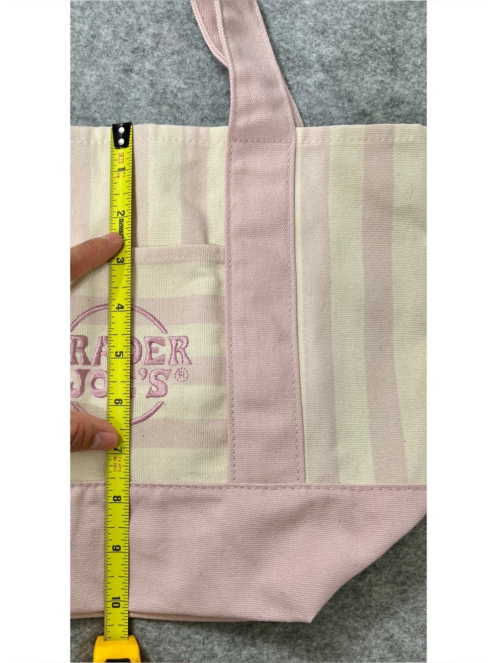 Trader Joe's Pink Stripe Canvas Mini Tote Bag NWT - Picture 6 of 11